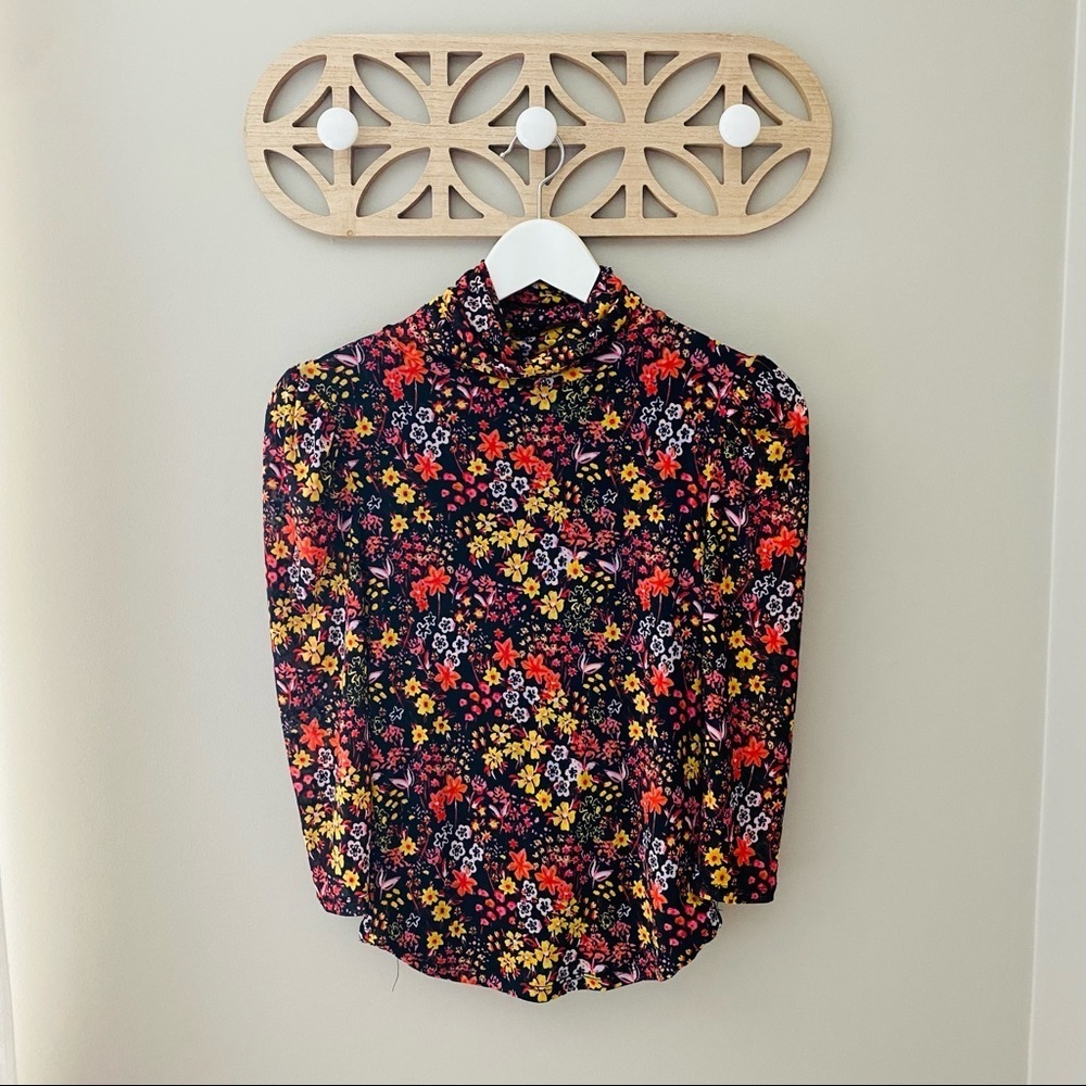Free People Gather Print Turtleneck Top Sz XS